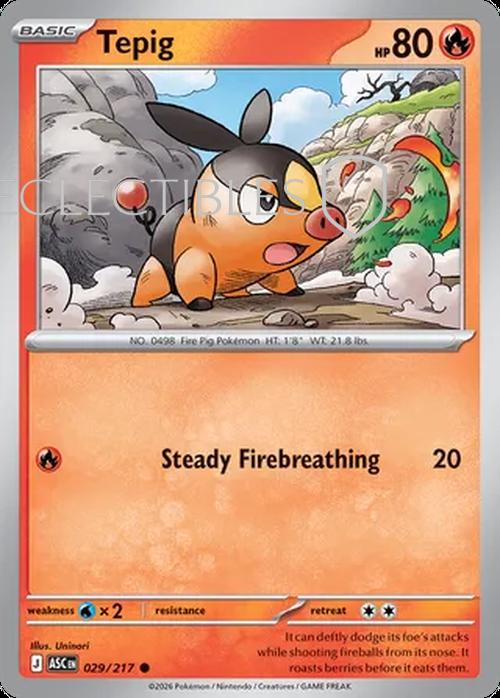 Pokemon Ascended Heroes 029/217 Tepig  Reverse Holo