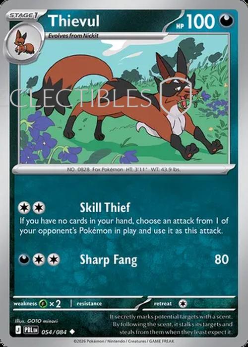 Pokemon pitch black 054/84 Thievul  Reverse Holo