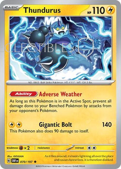 Pokemon Obsidian Flame 070/197 Thundurus Holo