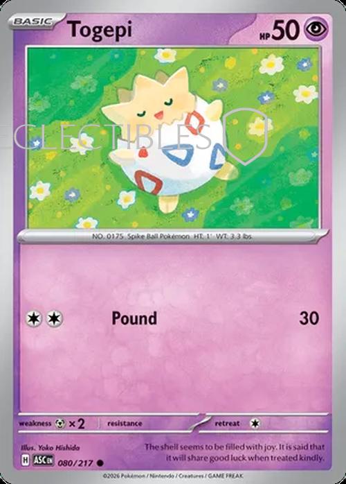 Pokemon Ascended Heroes 080/217 Togepi  Reverse Holo