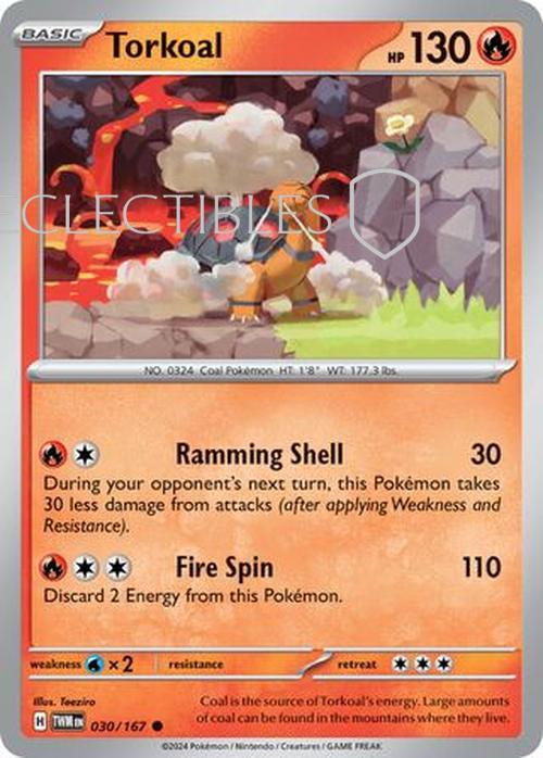 Pokemon Twilight Masquerade 030/167 Torkoal  Reverse Holo