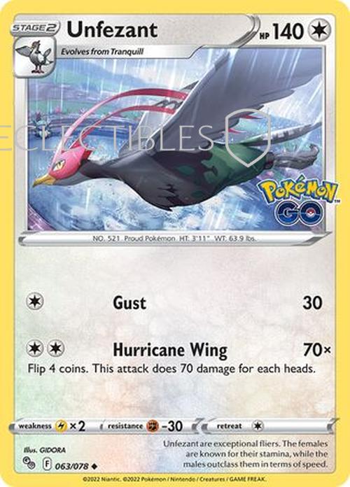 Pokemon Go 063/078 Unfezant  Reverse Holo