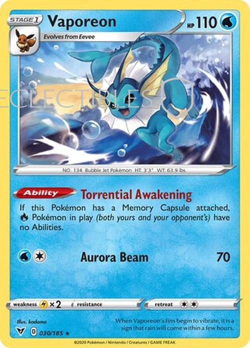 Pokemon Vivid Voltage 030/185 Vaporeon Reverse Holo