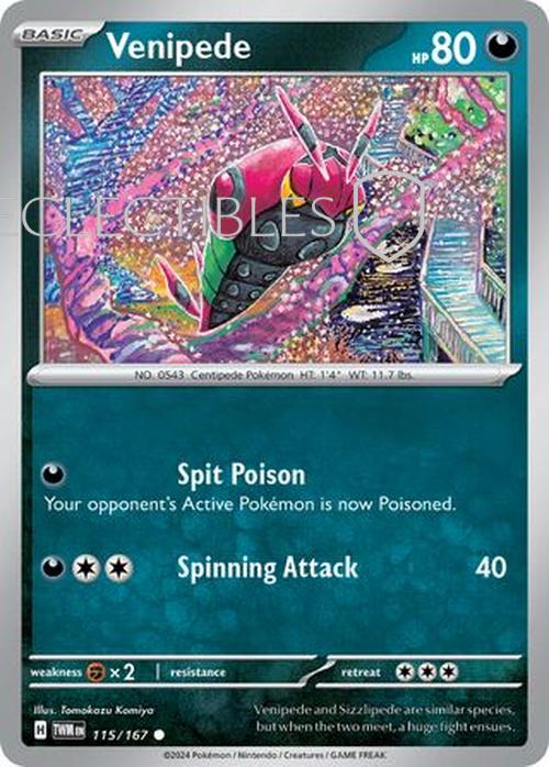 Pokemon Twilight Masquerade 115/167 Venipede  Reverse Holo