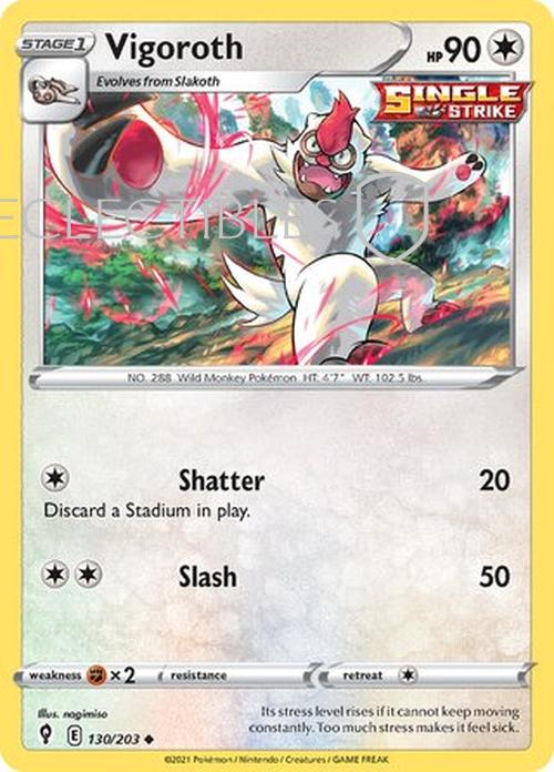Pokemon Evolving Skies 130/203 Vigoroth  Reverse Holo