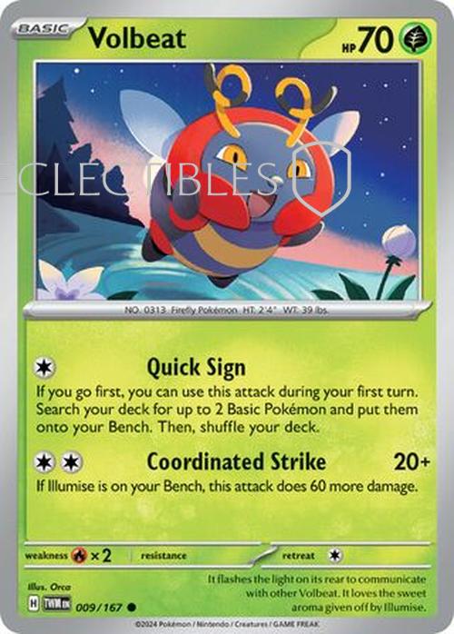 Pokemon Twilight Masquerade 009/167 Volbeat  Reverse Holo