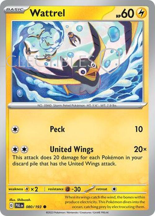 Pokemon Paldea Evolved  080/193 Wattrel  Reverse Holo
