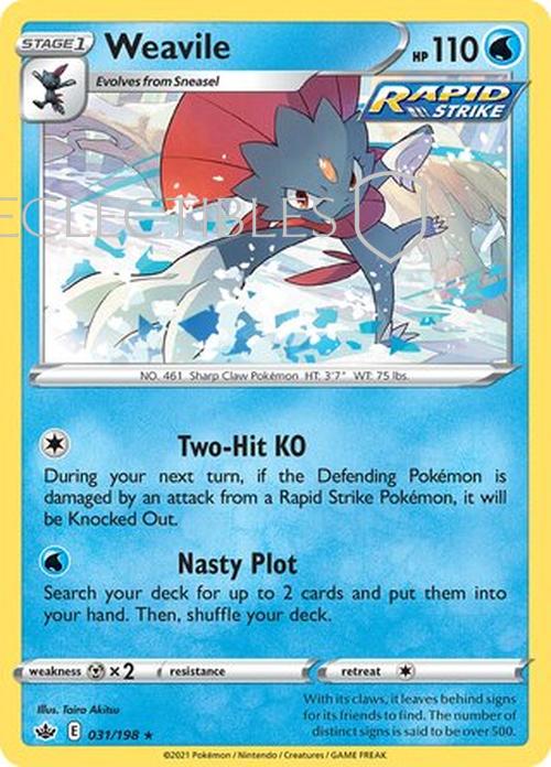 Pokemon Chilling reign 031/198 Weavile  Reverse Holo