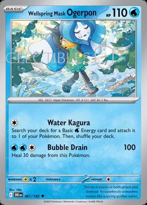 Pokemon Destined Rivals 067/182 Wellspring Mask Ogerpon  Reverse Holo