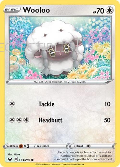 Pokemon Sword & Shield 153/202 Wooloo  Reverse Holo
