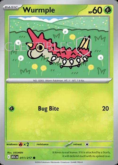 Pokemon Ascended Heroes 011/217 Wurmple  Reverse Holo