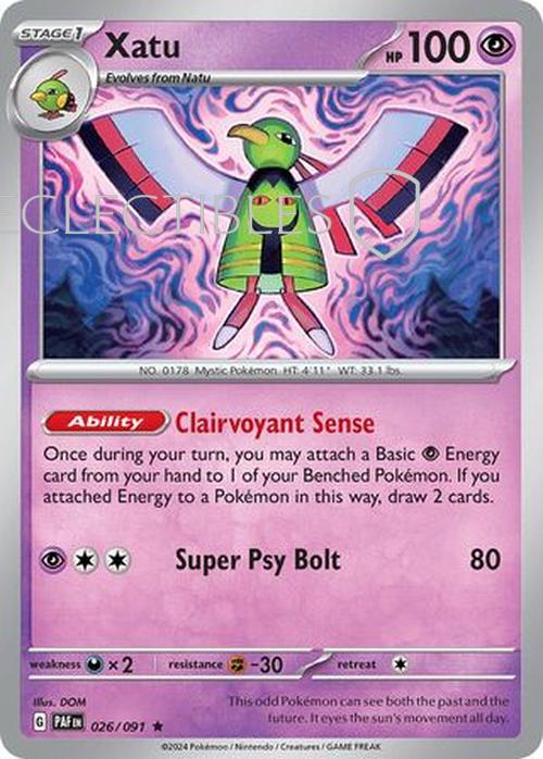 Pokemon Paldean Fates 026/91 Xatu Holo