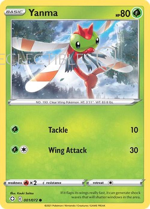 Pokemon Shining Fates 001/072 Yanma  Reverse Holo