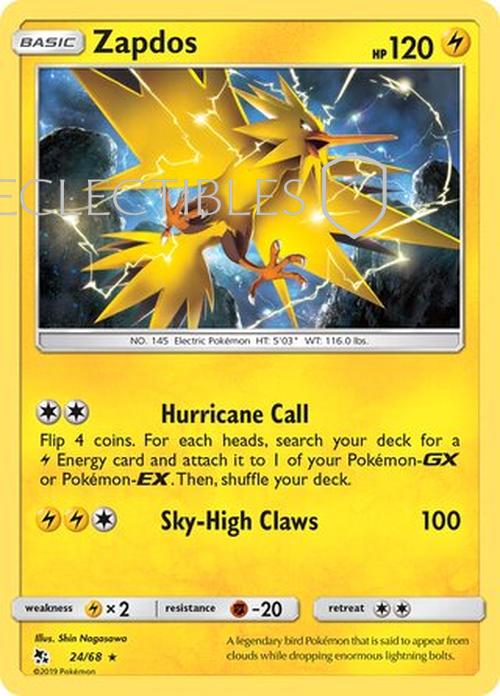 Pokemon Hidden Fates 24/68 Zapdos Reverse Holo