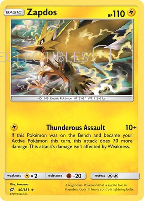 Pokemon Team up 040/181 Zapdos Reverse Holo