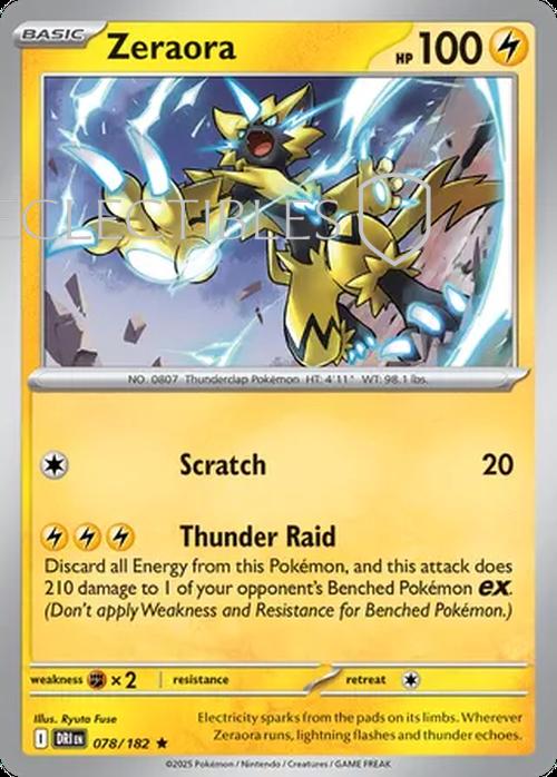 Pokemon Destined Rivals 078/182 Zeraora Holo