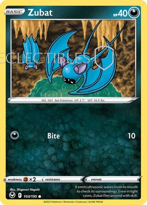 Pokemon Silver Tempest 103/195 Zubat  Reverse Holo