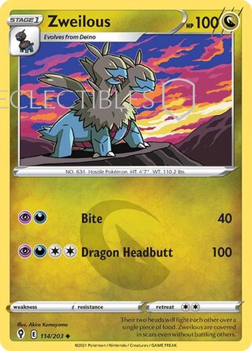 Pokemon Evolving Skies 114/203 Zweilous  Reverse Holo